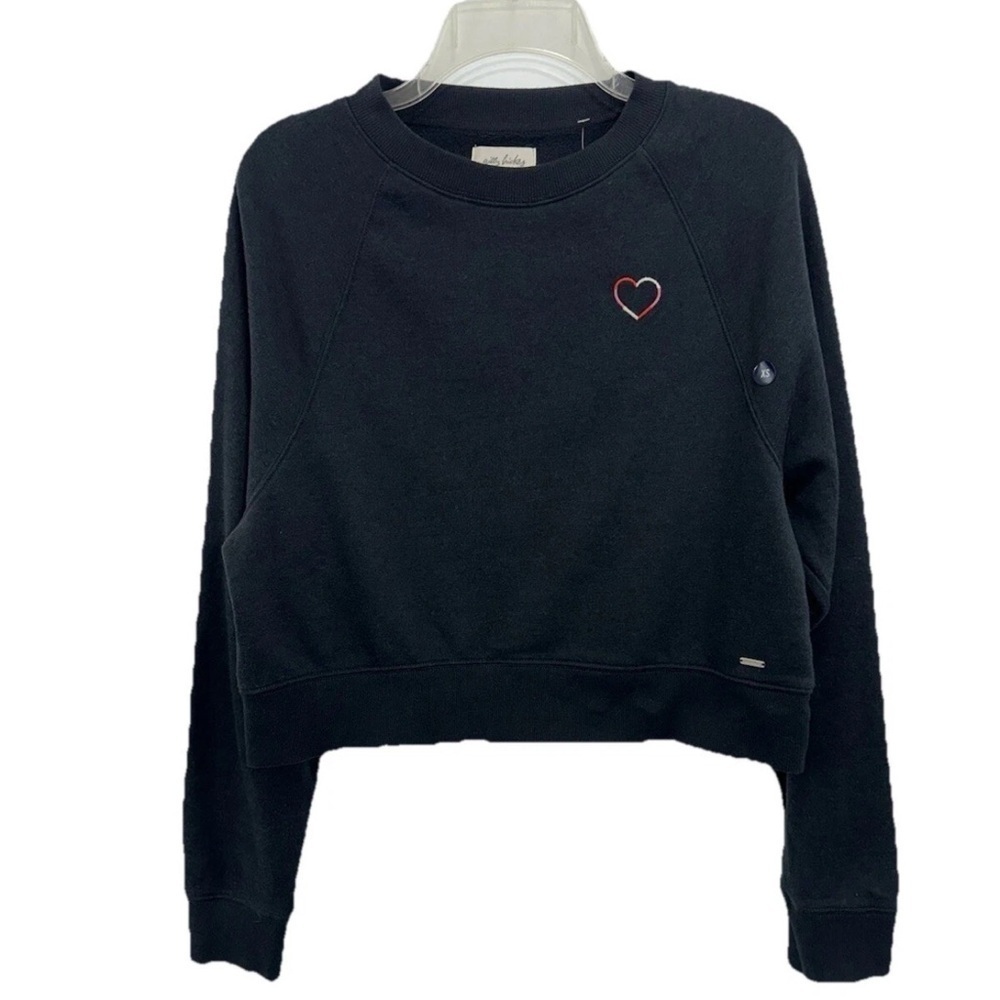 NWOT Hollister Black Cropped Kimono Shirt Women’s XS Long Sleeve Embroidered